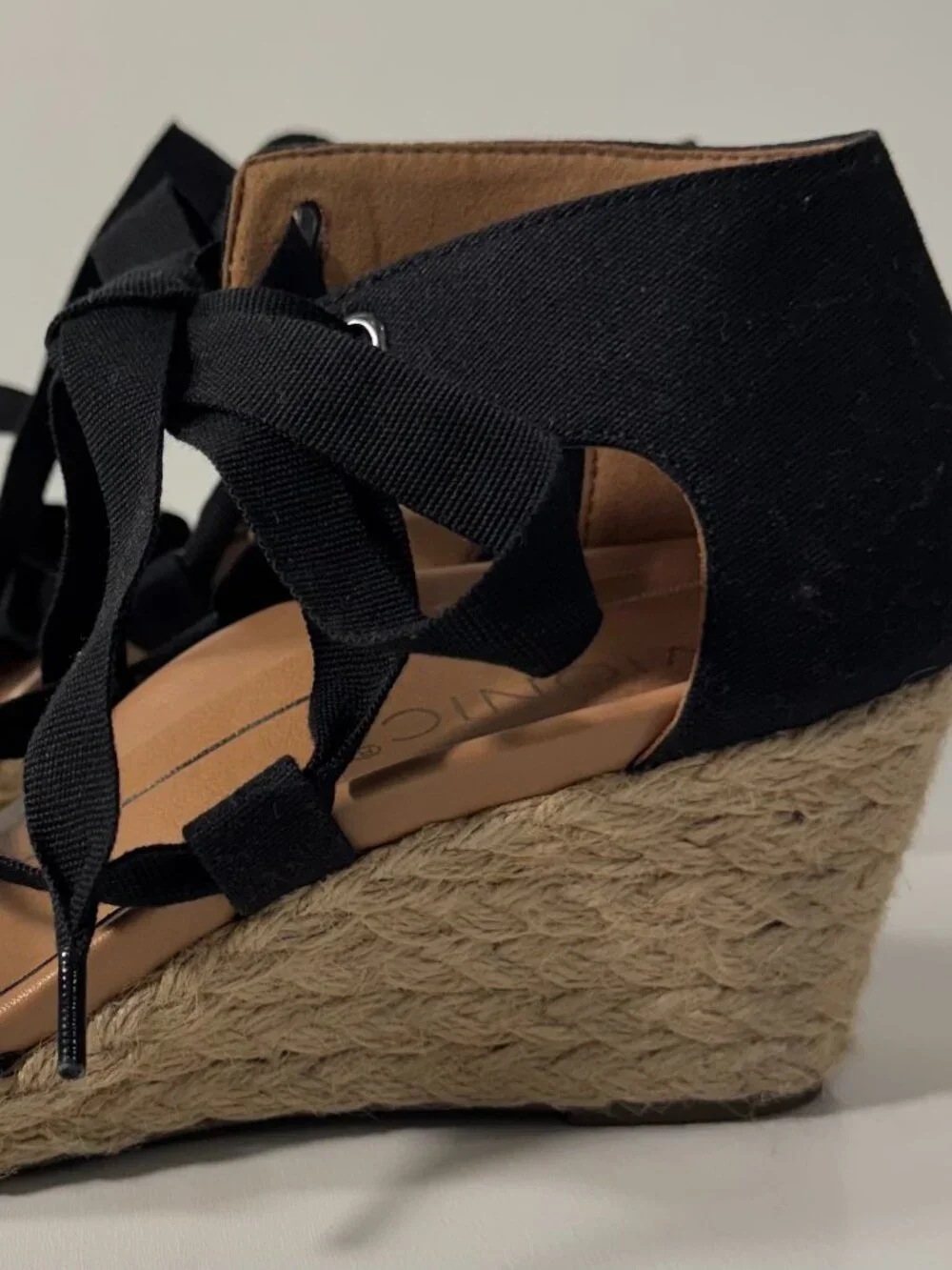 Vionic Espadrille Wedge Sandal Black Size 8